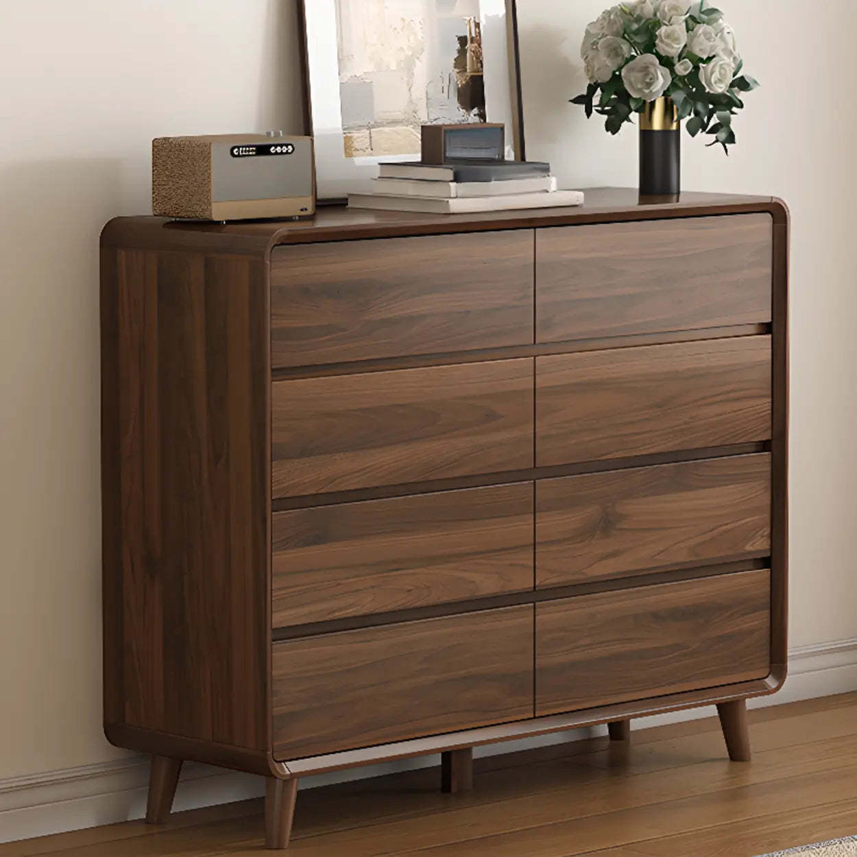 Brown Wood Rectangular Storage Dresser