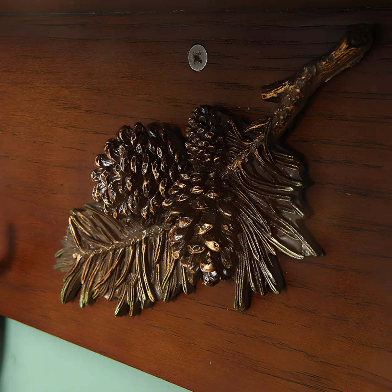 Brown Wood Wall-Mounted Shelf Coat Rack