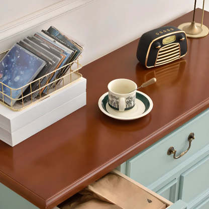 Beige Wood Drawer Dresser with Metal Handles — 1 / Walnut