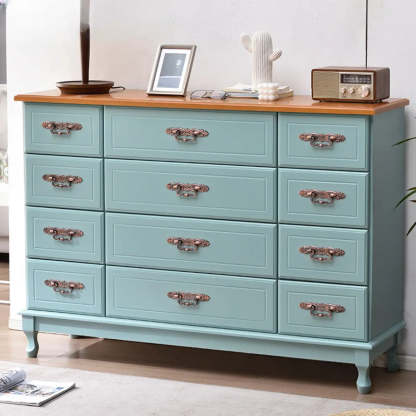 Beige Wood Drawer Dresser with Metal Handles — 1 / Walnut
