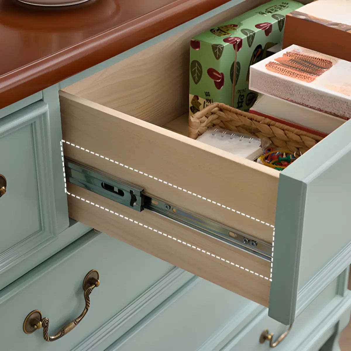 Beige Wood Drawer Dresser with Metal Handles — 2 / Walnut