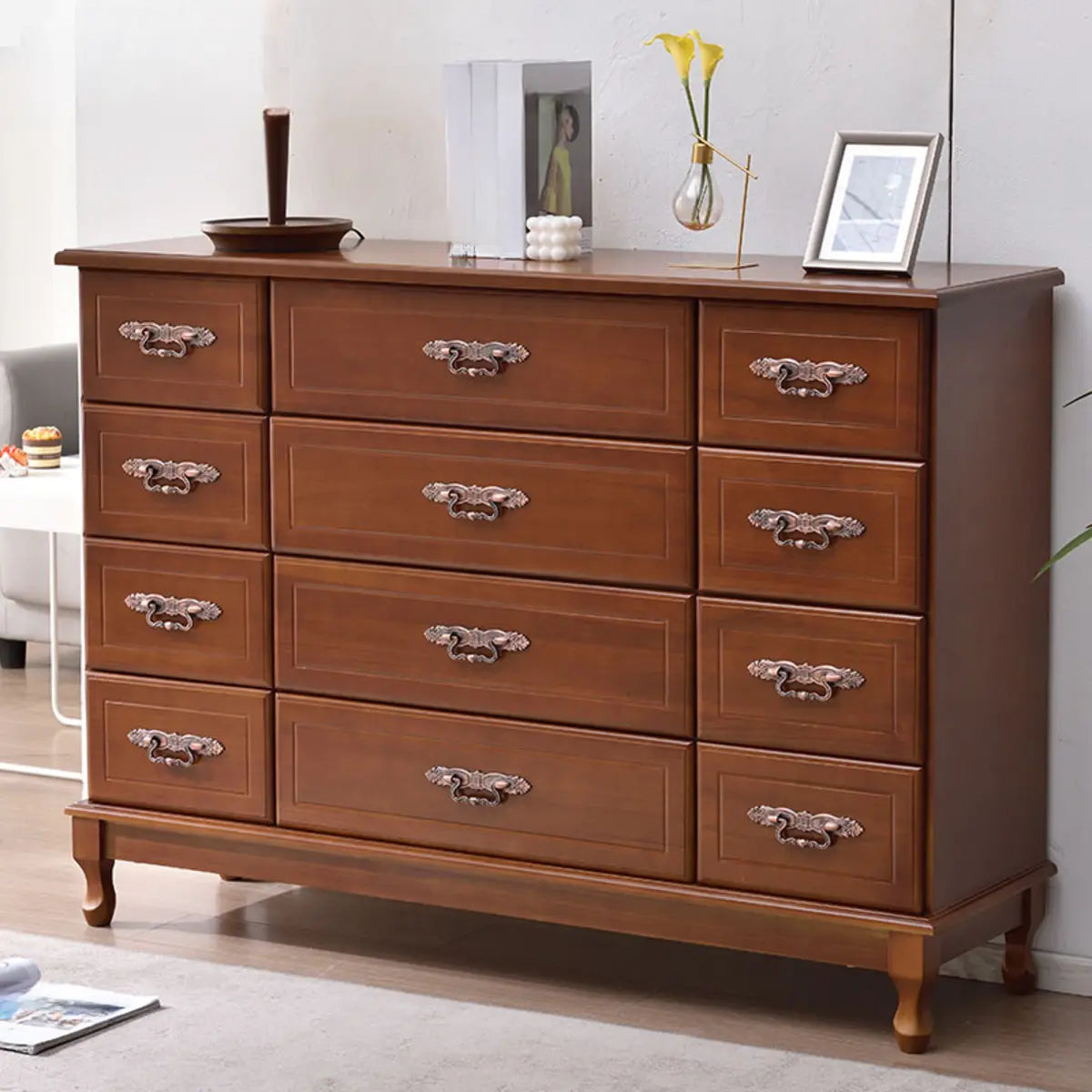 Beige Wood Drawer Dresser with Metal Handles — 2 / White