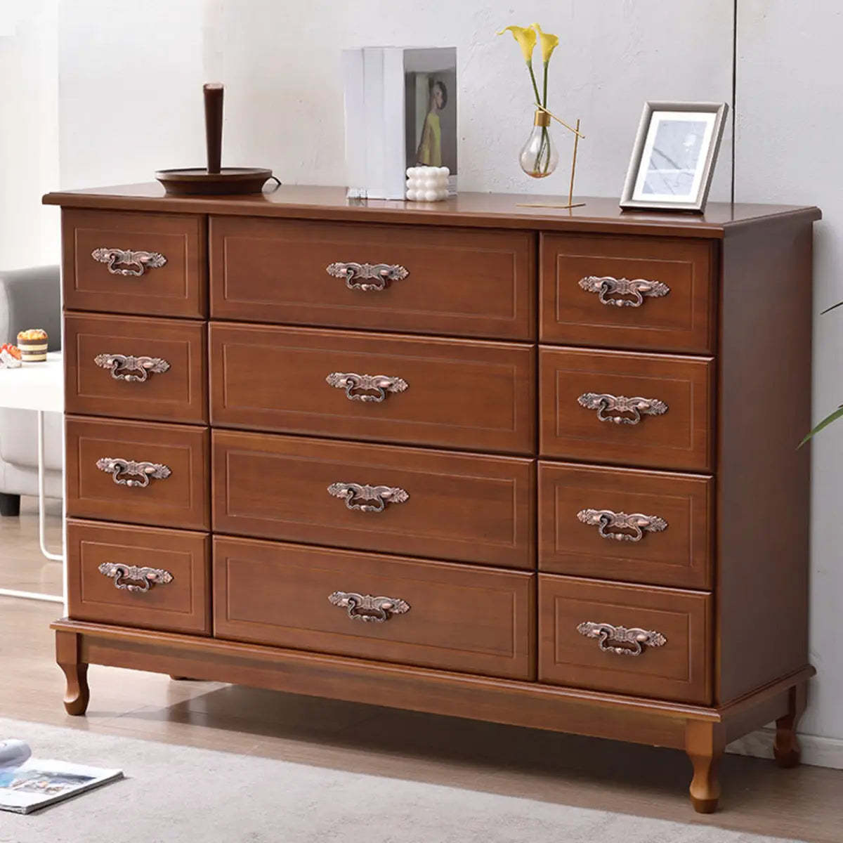 Beige Wood Drawer Dresser with Metal Handles — 2 / White