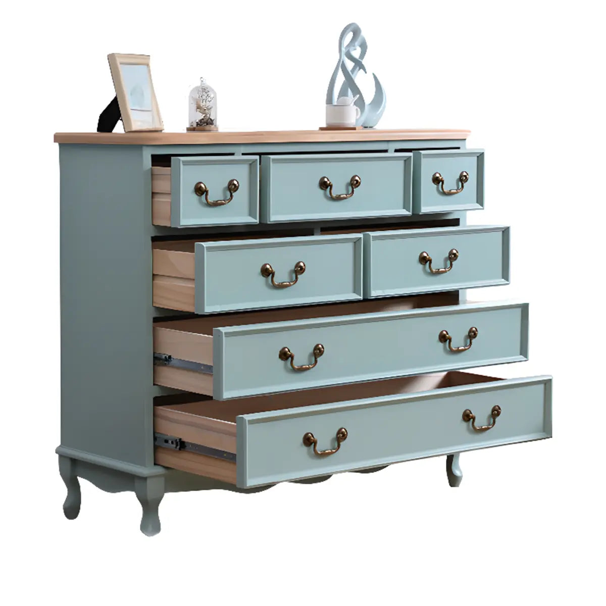 Beige Wood Drawer Dresser with Metal Handles — Cabinet Not Included / Beige