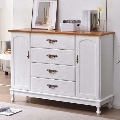 Beige Wood Drawer Dresser with Metal Handles — Cabinet Not Included / Beige
