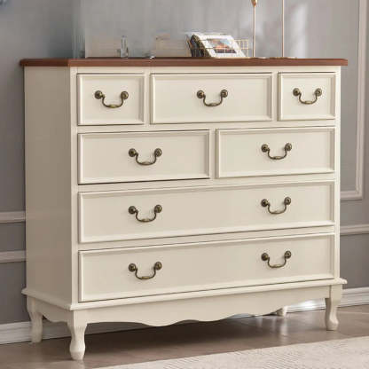 Beige Wood Drawer Dresser with Metal Handles — 1 / Beige