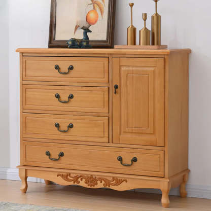 Beige Wood Drawer Dresser with Metal Handles — Cabinet Not Included / Green