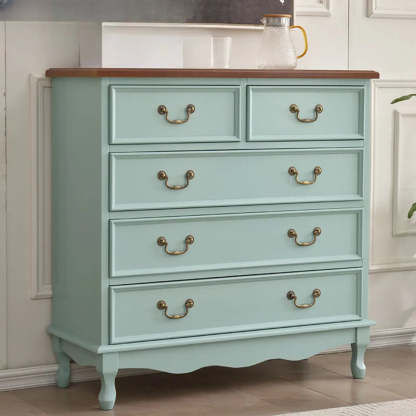 Beige Wood Drawer Dresser with Metal Handles — Cabinet Not Included / Walnut