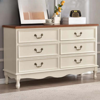 Beige Wood Drawer Dresser with Metal Handles — Cabinet Not Included / Walnut