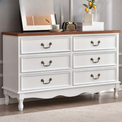 Beige Wood Drawer Dresser with Metal Handles — Cabinet Not Included / Walnut