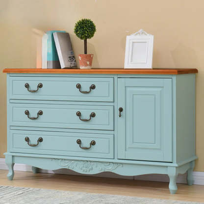 Beige Wood Drawer Dresser with Metal Handles — Cabinet Not Included / White