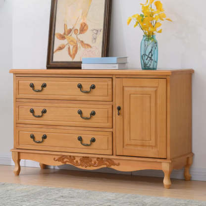 Beige Wood Drawer Dresser with Metal Handles — Cabinet Not Included / White