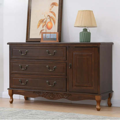Beige Wood Drawer Dresser with Metal Handles — Cabinet Not Included / White