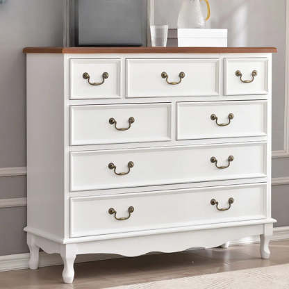 Beige Wood Drawer Dresser with Metal Handles — 1 / Dark Walnut