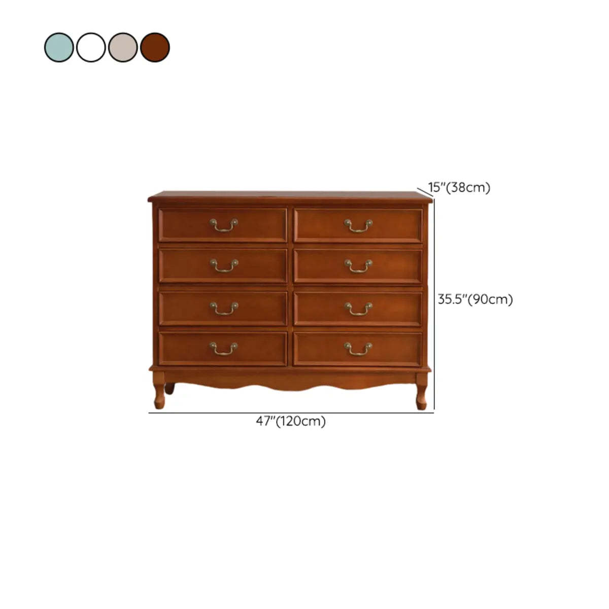 Beige Wood Drawer Dresser with Metal Handles