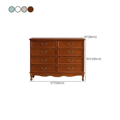 Beige Wood Drawer Dresser with Metal Handles