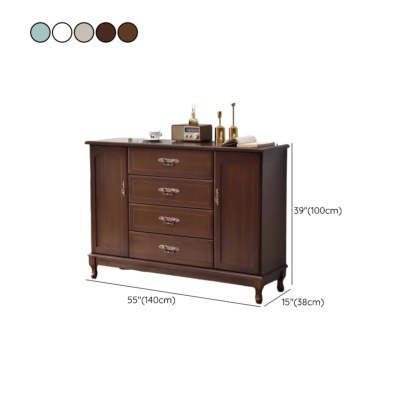 Beige Wood Drawer Dresser with Metal Handles