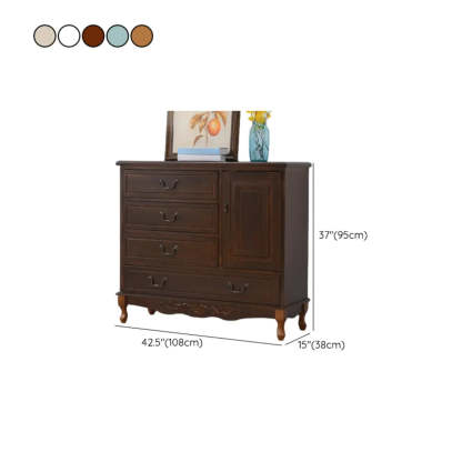 Beige Wood Drawer Dresser with Metal Handles