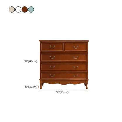 Beige Wood Drawer Dresser with Metal Handles