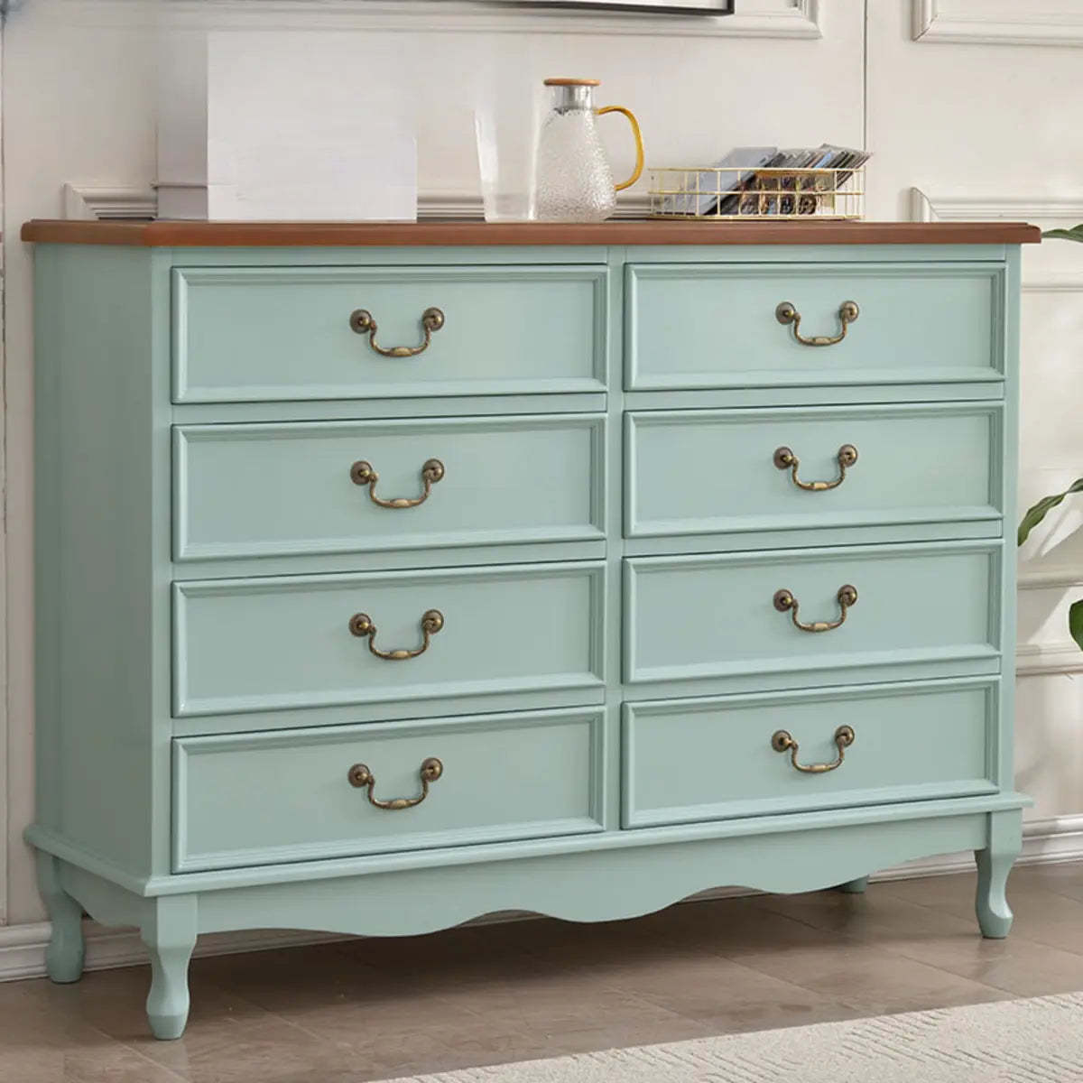 Beige Wood Drawer Dresser with Metal Handles — 1 / Dark Walnut