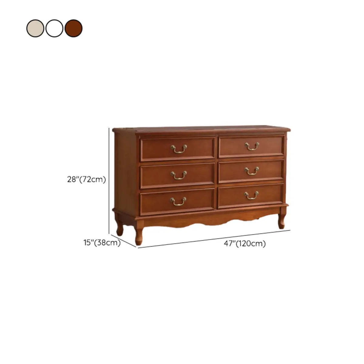 Beige Wood Drawer Dresser with Metal Handles