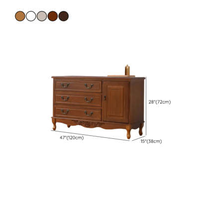 Beige Wood Drawer Dresser with Metal Handles
