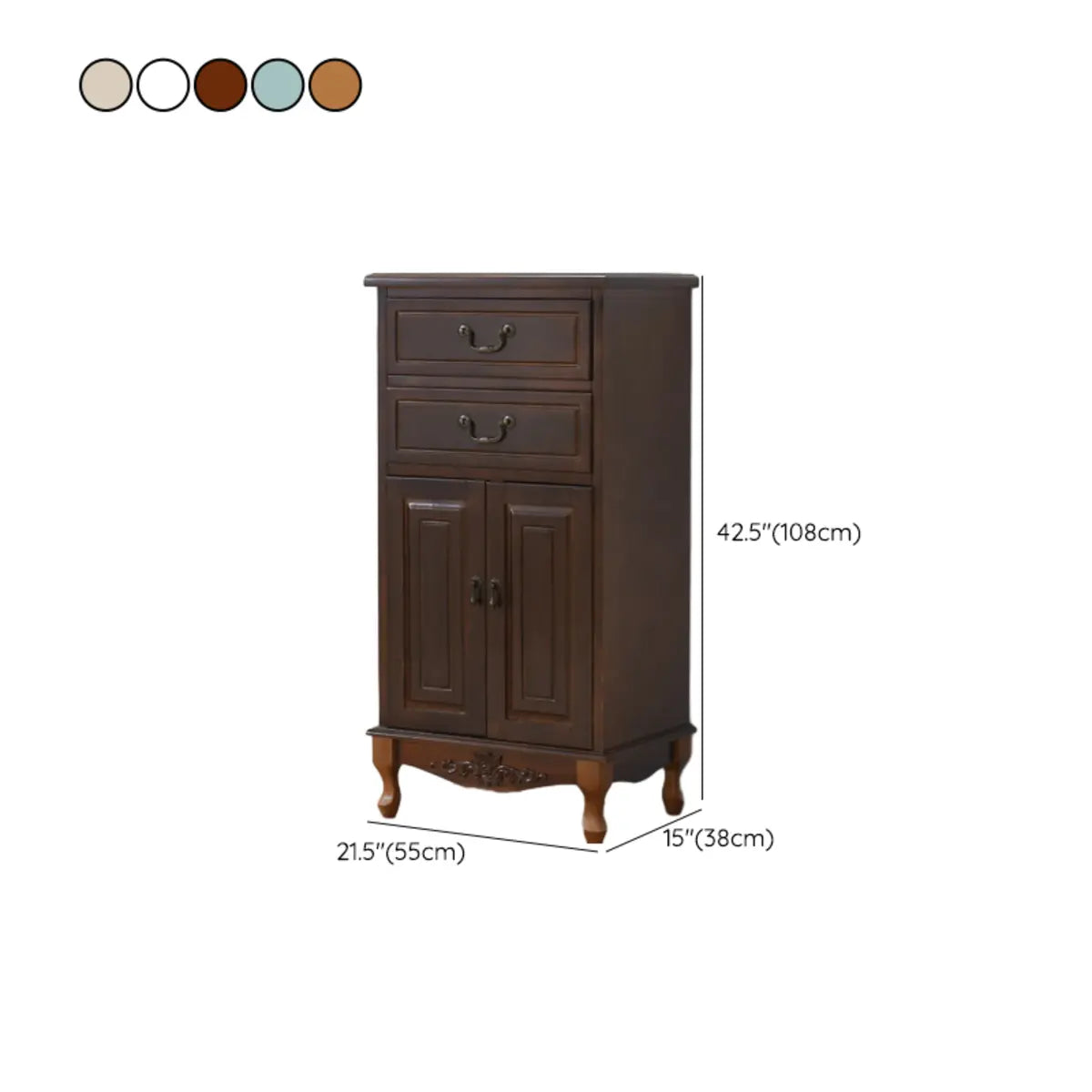 Beige Wood Drawer Dresser with Metal Handles