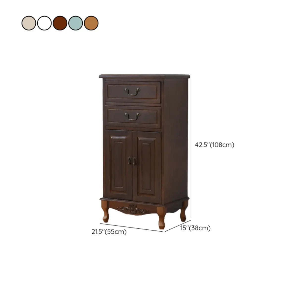 Beige Wood Drawer Dresser with Metal Handles