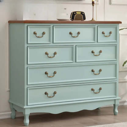 Beige Wood Drawer Dresser with Metal Handles — 1 / Dark Walnut