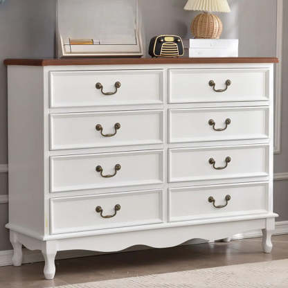 Beige Wood Drawer Dresser with Metal Handles — 1 / Green