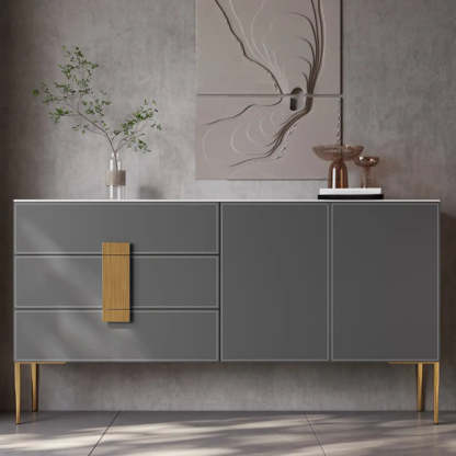 Rectangular Gray Wood Storage Console Table