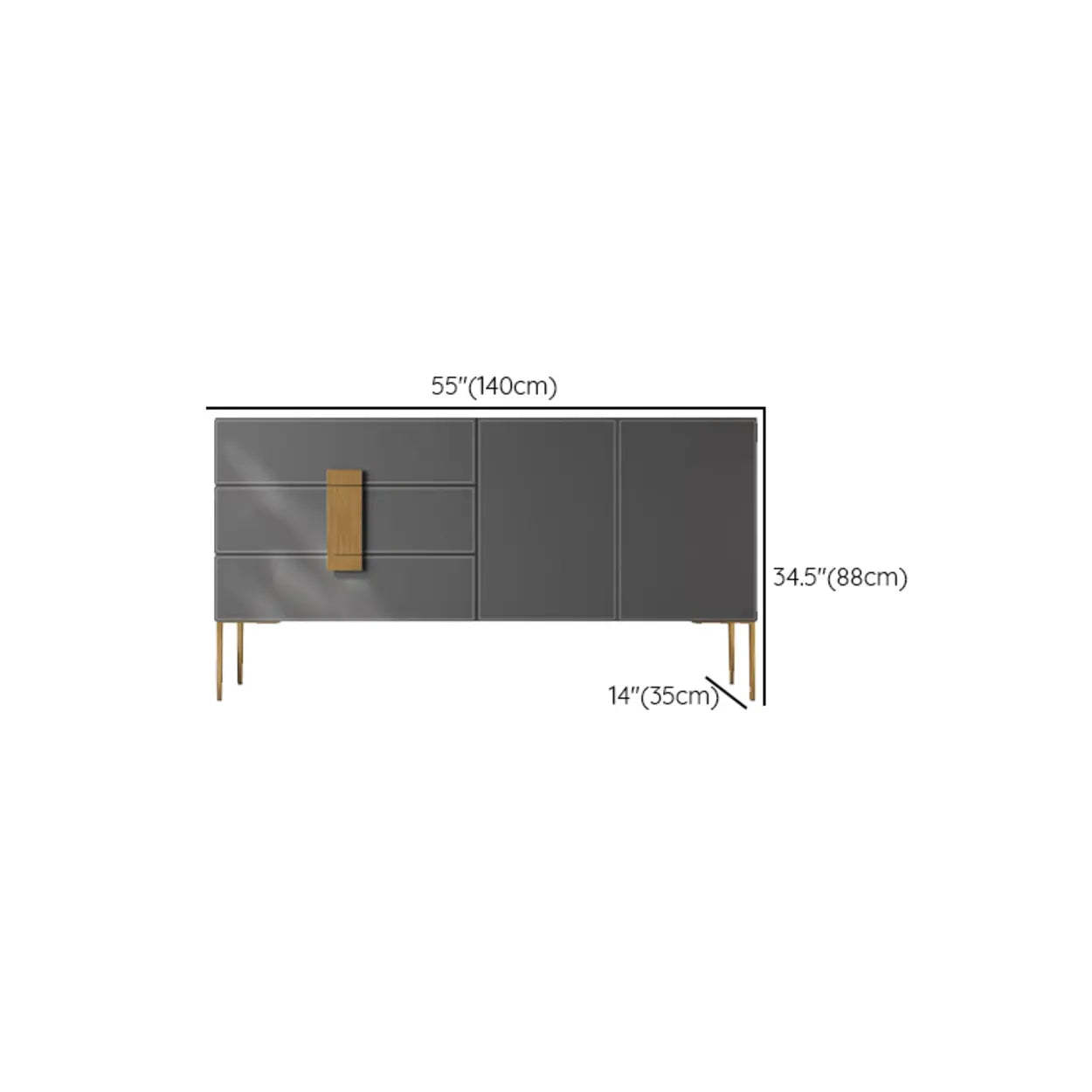 Rectangular Gray Wood Storage Console Table