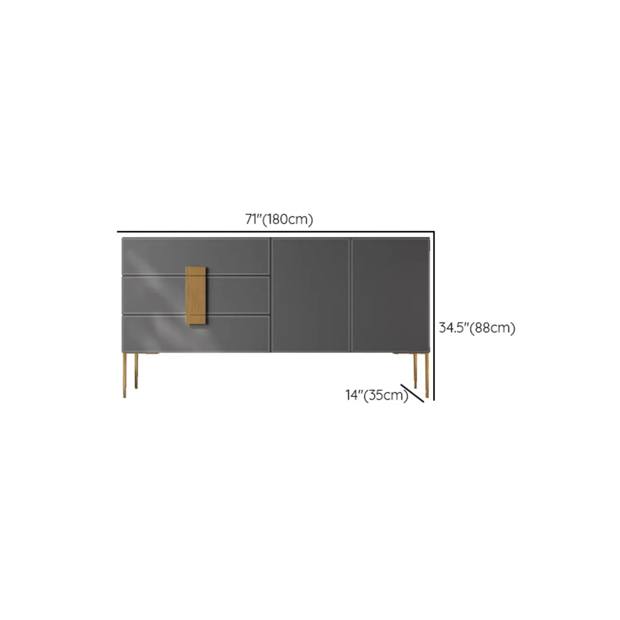 Rectangular Gray Wood Storage Console Table