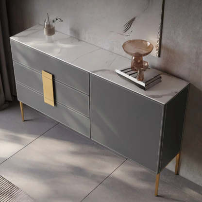 Rectangular Gray Wood Storage Console Table