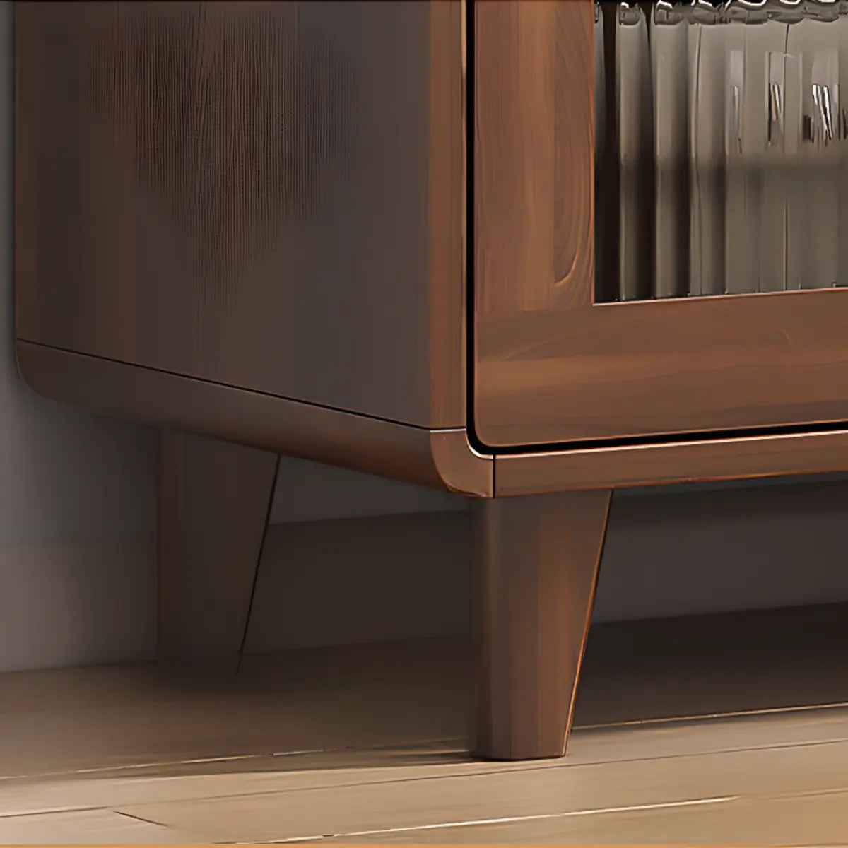 Nut-Brown Wood Rectangular Kitchen China Cabinet — Glass / Walnut/ White