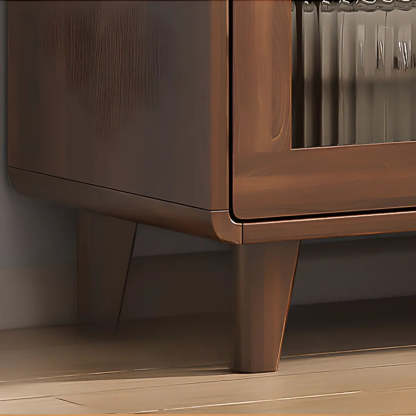 Nut-Brown Wood Rectangular Kitchen China Cabinet — Glass / Walnut/ White