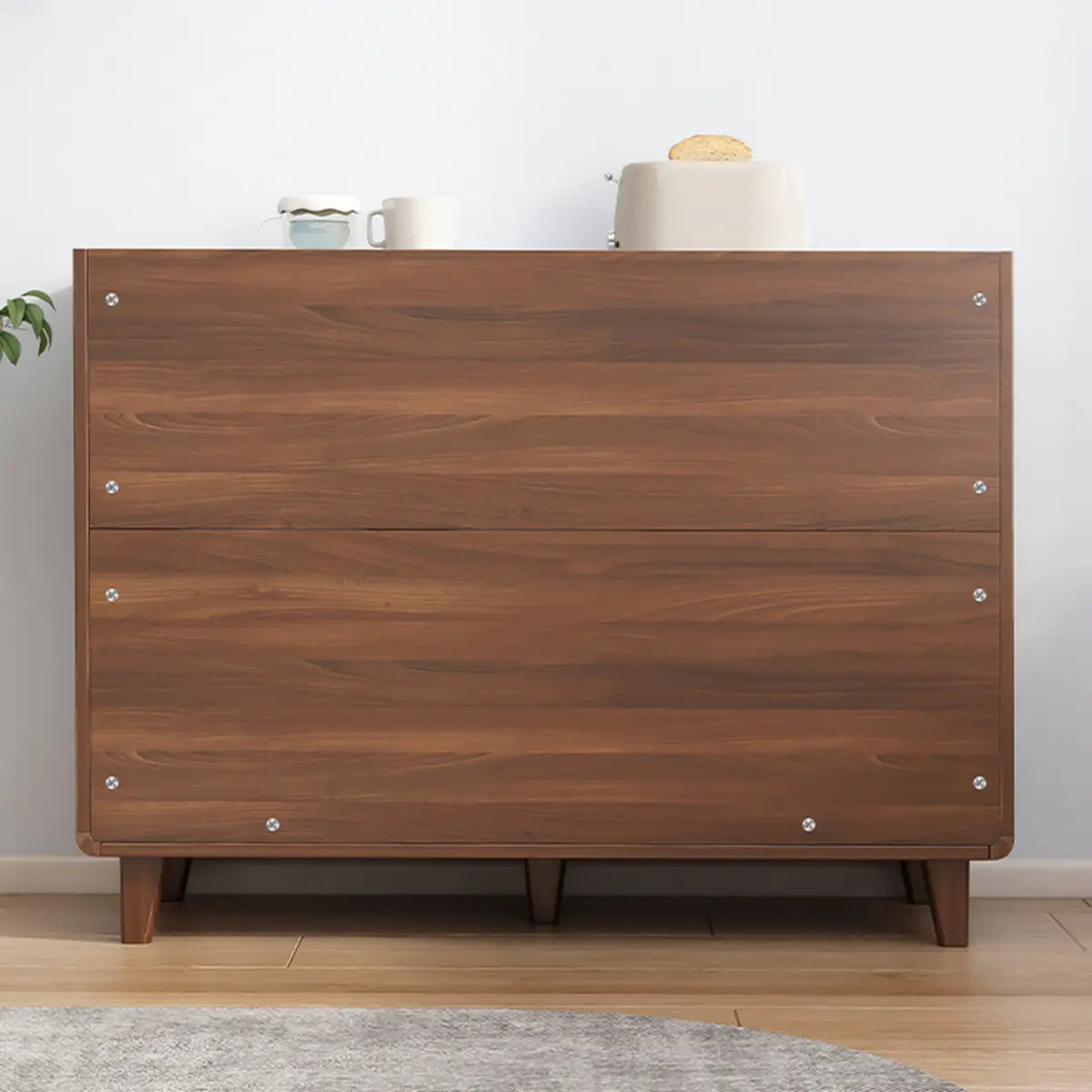 Nut-Brown Wood Rectangular Kitchen China Cabinet — Wood / Nut-Brown