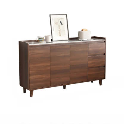 Nut-Brown Wood Rectangular Kitchen China Cabinet — Wood / Walnut/ White