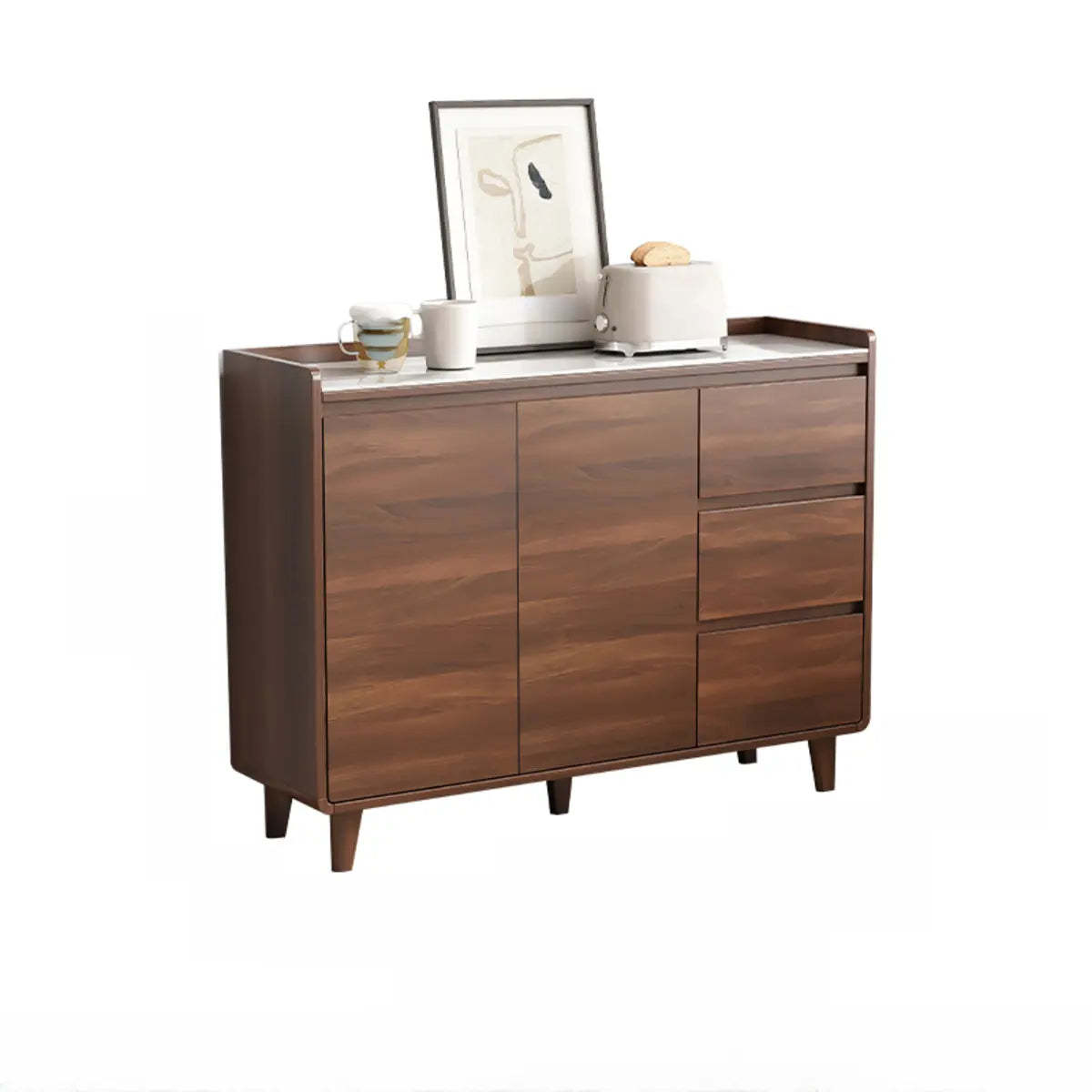 Nut-Brown Wood Rectangular Kitchen China Cabinet — Wood / Nut-Brown