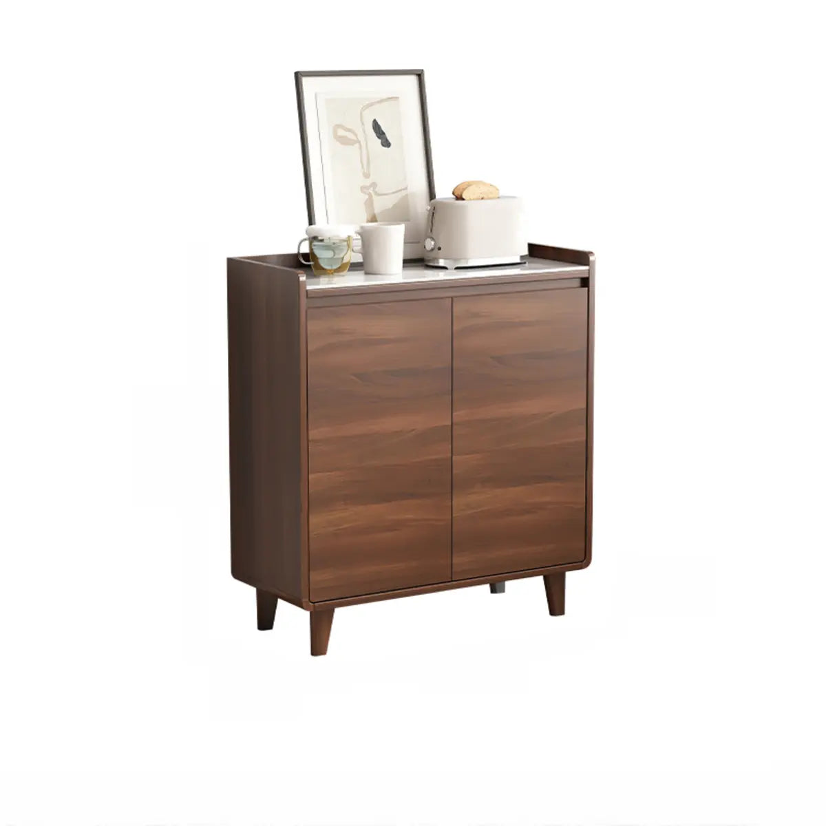 Nut-Brown Wood Rectangular Kitchen China Cabinet — Wood / Nut-Brown