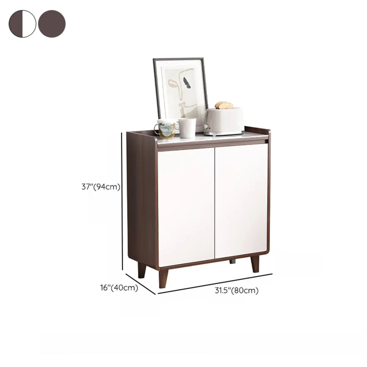 Nut-Brown Wood Rectangular Kitchen China Cabinet