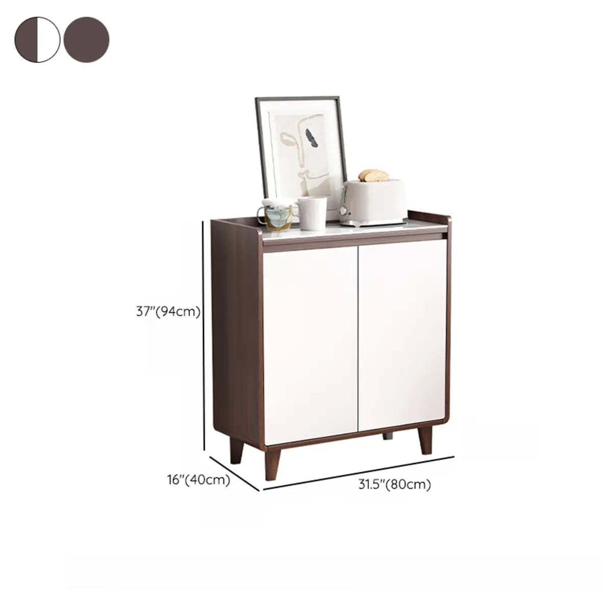 Nut-Brown Wood Rectangular Kitchen China Cabinet