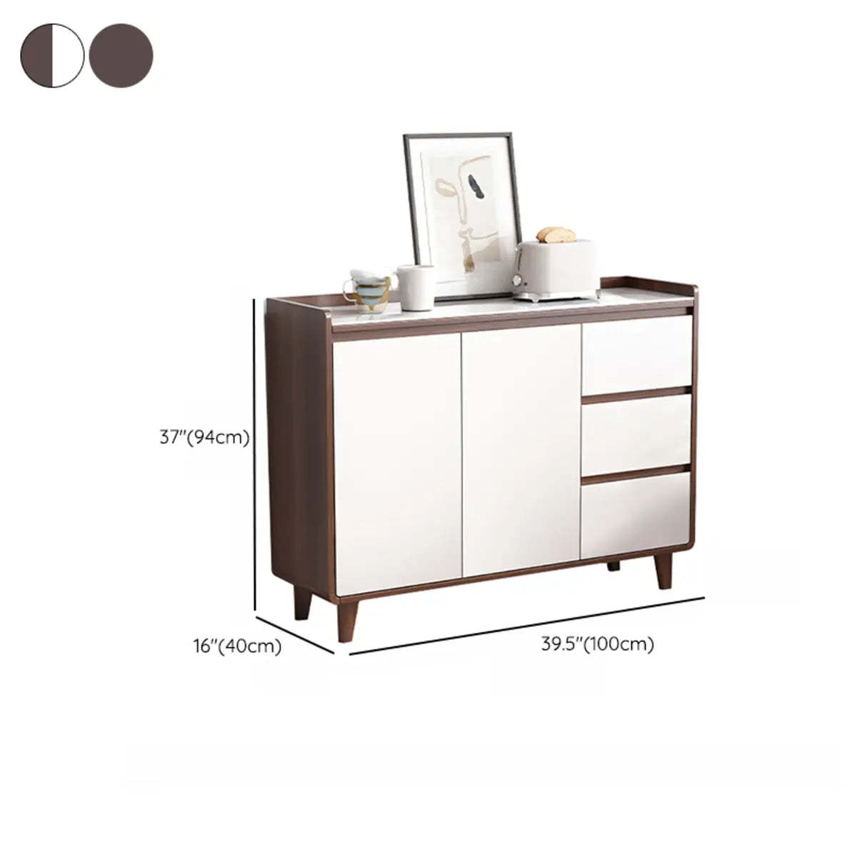 Nut-Brown Wood Rectangular Kitchen China Cabinet