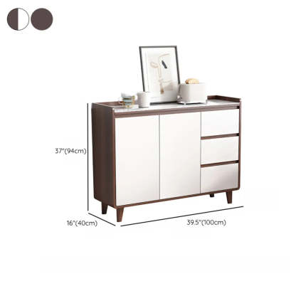 Nut-Brown Wood Rectangular Kitchen China Cabinet