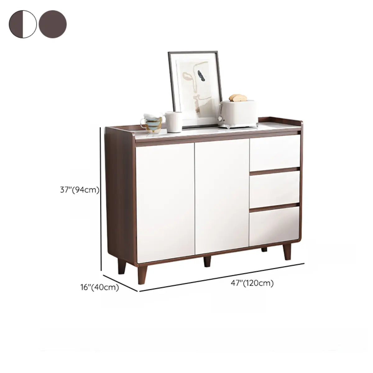 Nut-Brown Wood Rectangular Kitchen China Cabinet