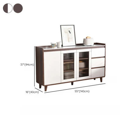 Nut-Brown Wood Rectangular Kitchen China Cabinet