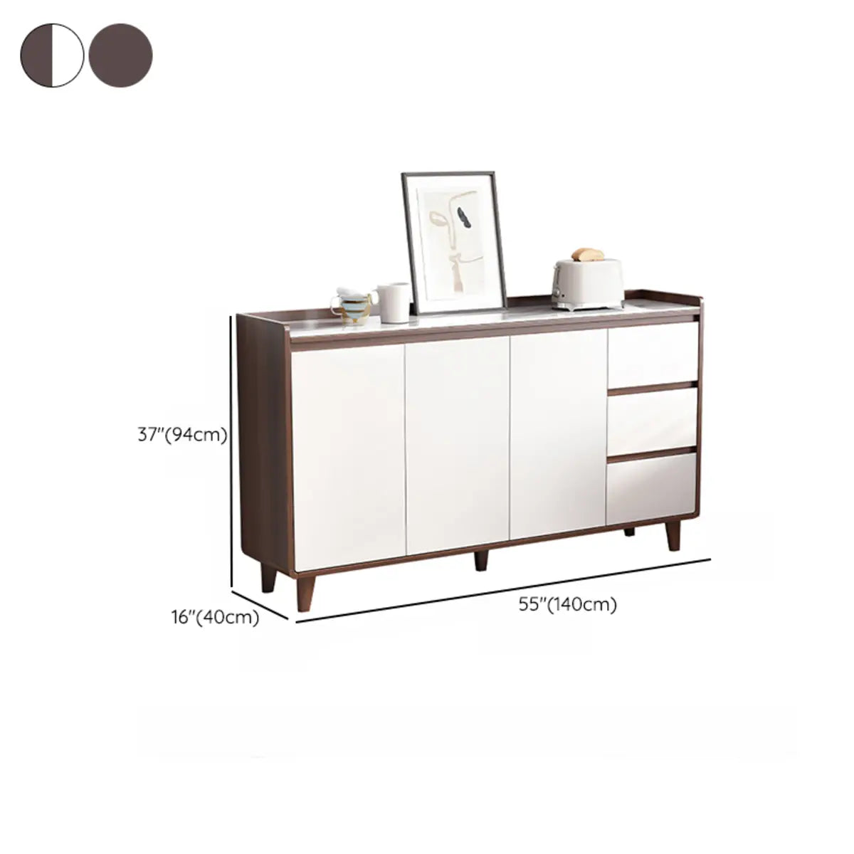 Nut-Brown Wood Rectangular Kitchen China Cabinet