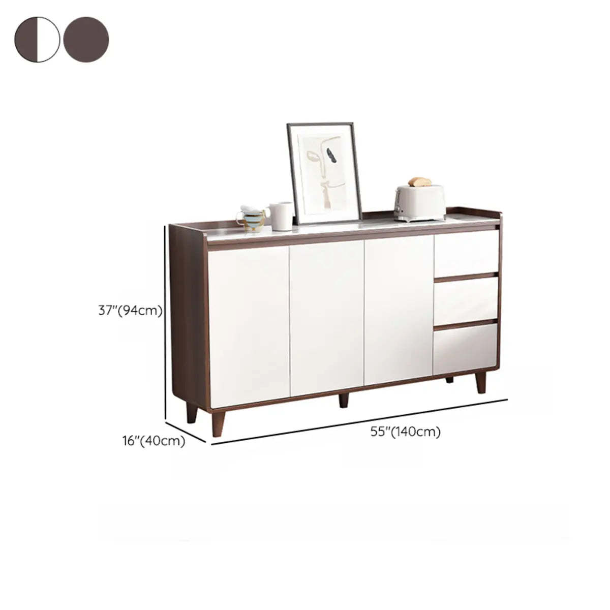 Nut-Brown Wood Rectangular Kitchen China Cabinet