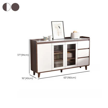Nut-Brown Wood Rectangular Kitchen China Cabinet