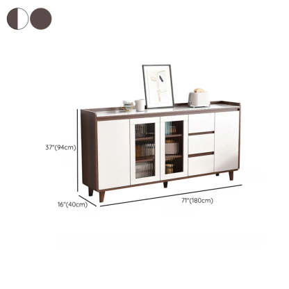 Nut-Brown Wood Rectangular Kitchen China Cabinet